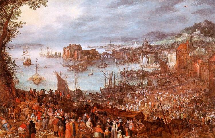 Jan Brueghel The Great Fish Market oil painting picture